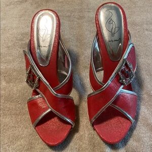 Baby Phat Dark Coral and Silver Platform Heel